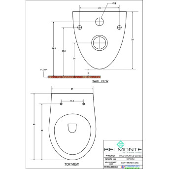 Belmonte Wall Hung Water Closet Mini - White Dimensions