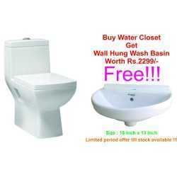 Belmonte Water Closet Square S Trap With Wall Hung Basin Jonca - White