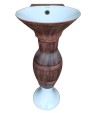 Belmonte Designer Pedestal Wash Basin Dolphin 03 Color - Wooden & White