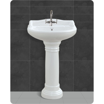 Belmonte Ceramic U Shape Pedestal Wash Basin Vinus 23 x 19 Inch White