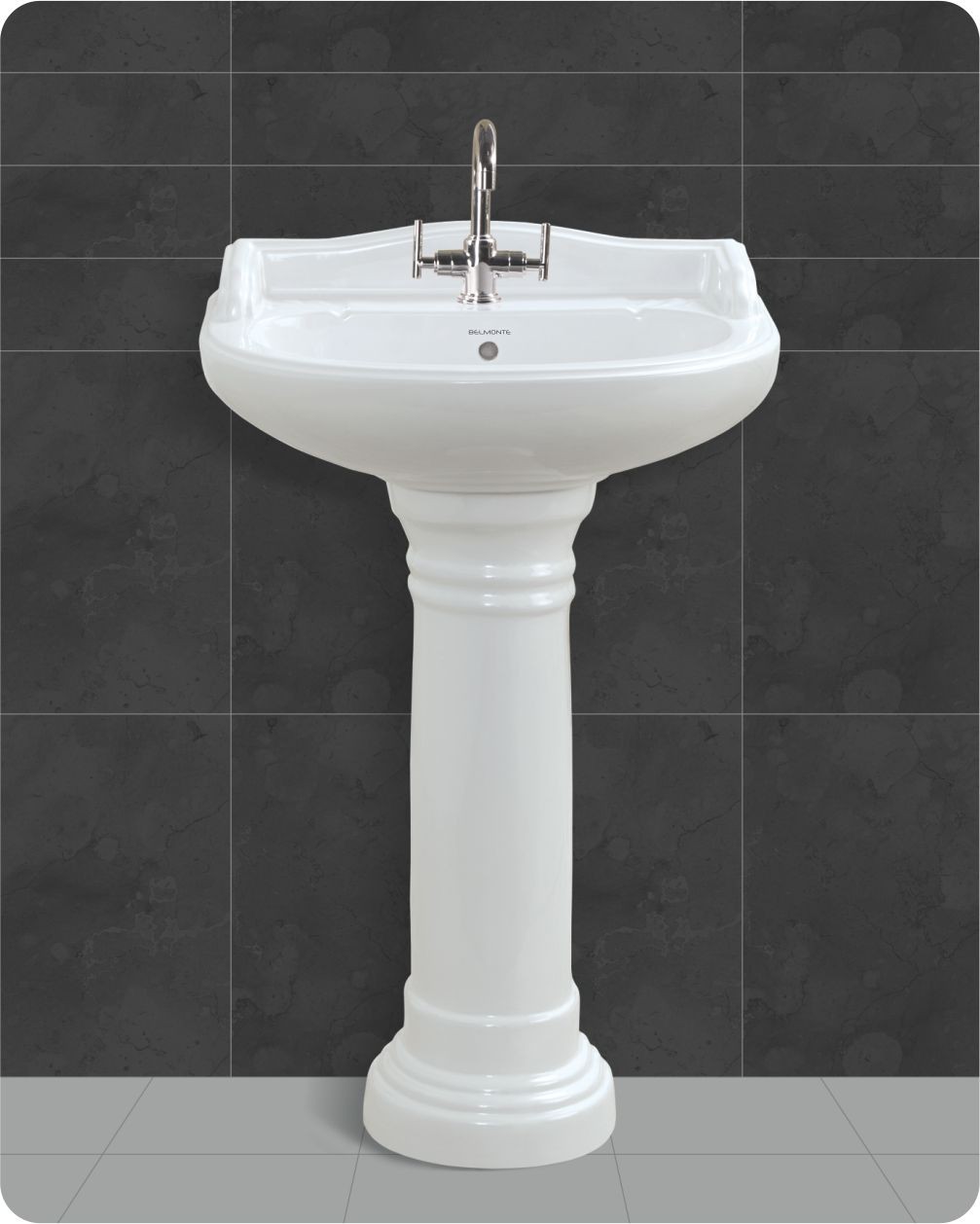Buy Belmonte Pedestal Wash Basin Vinus White Vardhman Ceramics