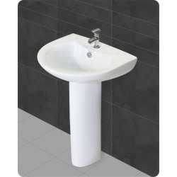 Belmonte Ceramic U Shape Pedestal Wash Basin Royal 21 x 18 Inch White