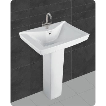 Belmonte Ceramic Rectangle Shape Pedestal Wash Basin Small LCD 22 x 16 Inch White