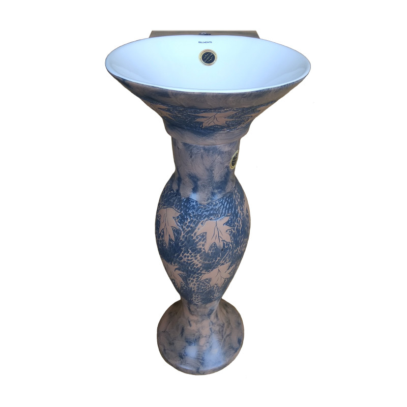 Belmonte Designer Pedestal Wash Basin Dolphin 33 Color - Brown & White
