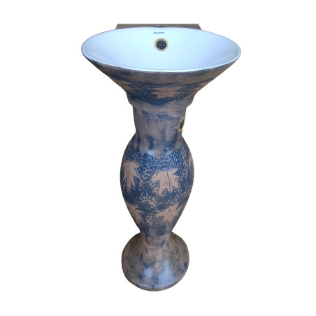 Belmonte Designer Pedestal Wash Basin Dolphin 33 Color - Brown & White