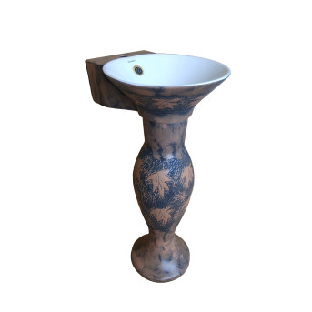 Belmonte Designer Pedestal Wash Basin Dolphin 33 Color - Brown & White