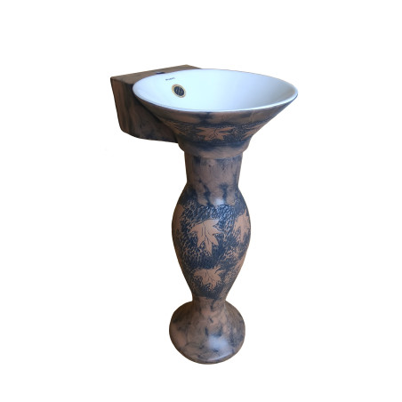 Belmonte Designer Pedestal Wash Basin Dolphin 33 Color - Brown & White