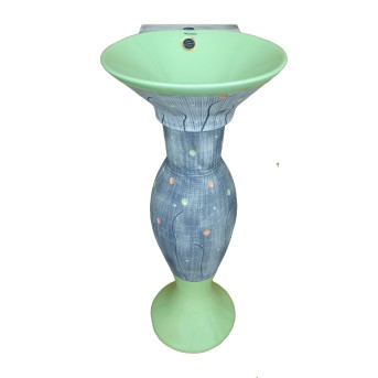 Belmonte Designer Pedestal Wash Basin Dolphin 29 Color - Grey & Green