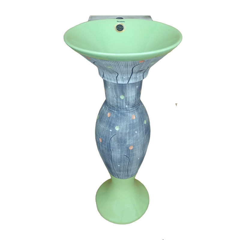 Belmonte Designer Pedestal Wash Basin Dolphin 29 Color - Grey & Green