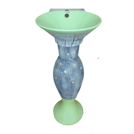 Belmonte Designer Pedestal Wash Basin Dolphin 29 Color - Grey & Green