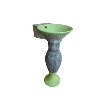 Belmonte Designer Pedestal Wash Basin Dolphin 29 Color - Grey & Green
