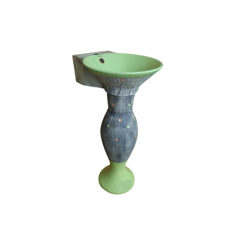 Belmonte Designer Pedestal Wash Basin Dolphin 29 Color - Grey & Green