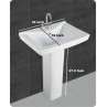 Belmonte Ceramic Rectangle Shape Pedestal Wash Basin Small LCD 22 x 16 Inch White
