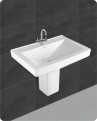 Belmonte Rectangle Shape Half Pedestal Wash Basin LCD 26 x 18 Inch White Color