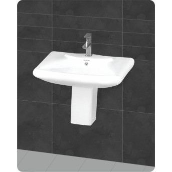 Belmonte Rectangle Shape Half Pedestal Wash Basin Aldus 22 x 18 Inch White Color