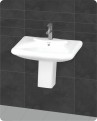 Belmonte Rectangle Shape Half Pedestal Wash Basin Aldus 22 x 18 Inch White Color