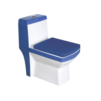 Belmonte Double Color One Piece Western Toilet Commode EWC S Trap Ripone Blue & White