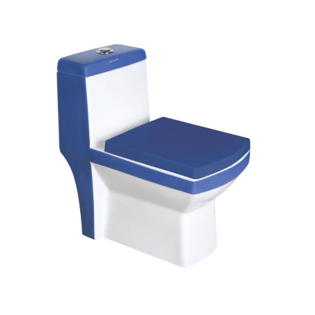 Belmonte Double Color One Piece Western Toilet Commode EWC S Trap Ripone Blue & White