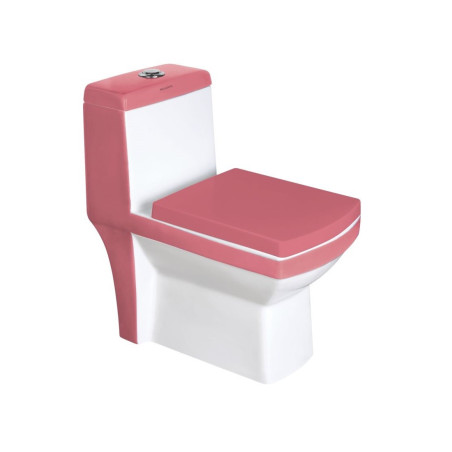 Belmonte S Trap Double Color One Piece Western Commode for Toilet Ripone Magenta(Pink) & White