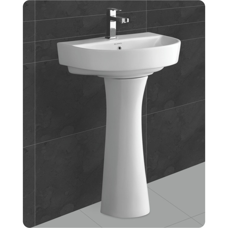 Belmonte Ceramic Pedestal Wash Basin U Shape Simas 23 x 18 Inch White