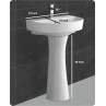 Belmonte Ceramic Pedestal Wash Basin U Shape Simas 23 x 18 Inch White