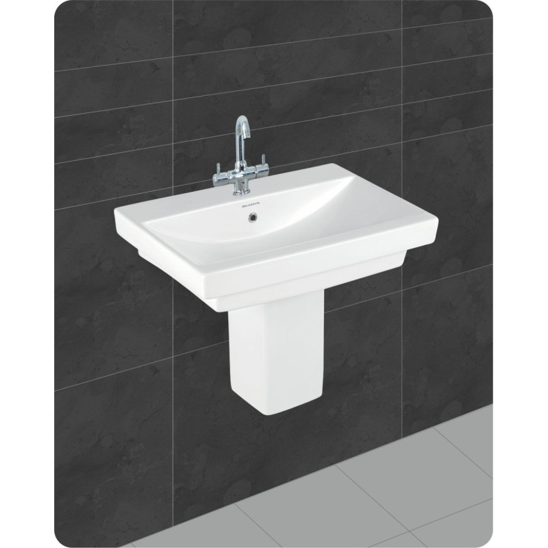 Buy Belmonte Ceramic Rectangle Shape Half Pedestal Wash Basin Casa
