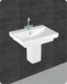 Belmonte Ceramic Rectangle Shape Half Pedestal Wash Basin Casa 24 x 16 Inch White