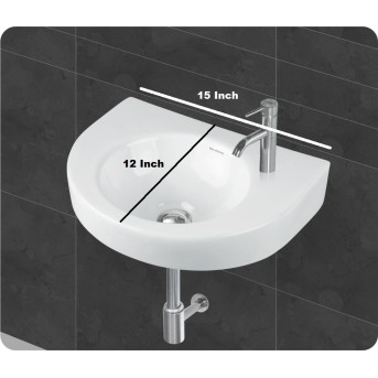 Belmonte Small Wall Hung Wash Basin for Bathroom Rado - White