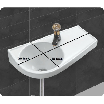 Buy Belmonte Wall Hung Wash Basin Half Stol Platform - White Online...