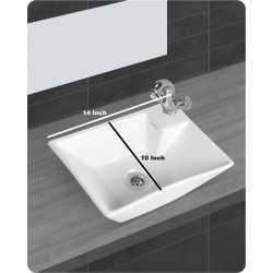 Buy Belmonte Table Top Wash Basin Jex 14 Inch X 10 Inch - White Onl...
