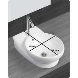 Buy Belmonte Table Top Wash Basin Ovo 12 Inch X 17 Inch - White Onl...