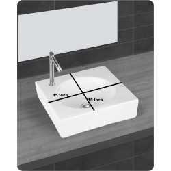 Belmonte Table Top Wash Basin Ellips 15 Inch X 15 Inch - White