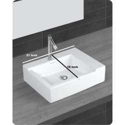Buy Belmonte Table Top Wash Basin Sumith 20.50 Inch X 16 Inch - Whi...