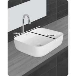 Buy Belmonte Table Top Wash Basin for Bathroom - Battle - White Onl...