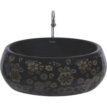 Belmonte Ceramics Designer Table Top Wash Basin 41cm x 41cm x 15cm Retro Printed Black