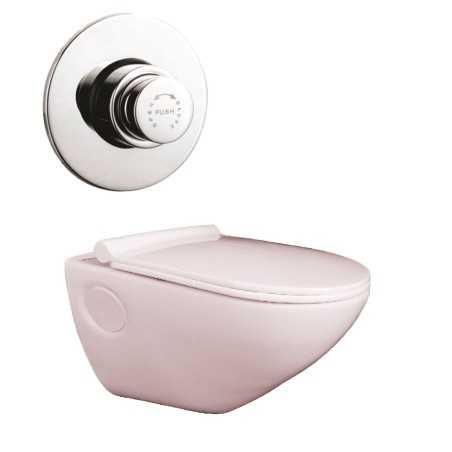 Belmonte Wall Hung Water Closet Titan With Flush Valve & Soft Close Seat Cover - Ivory