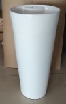 Belmonte Jeker One Piece Wash Basin - White Ceramic, Glossy Finish, Floor Mount, 395x395x845mm