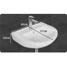 Belmonte Ceramic Wall Mount/Wall Hung Wash Basin for Bathroom/Washroom Daina 37cm x 48cm x 18cm White