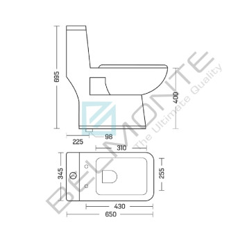 Buy Belmonte One Piece Water Closet Square S Trap With Wall Hung Ba...