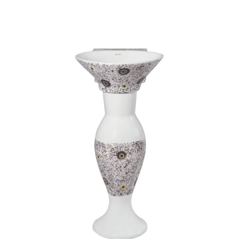 Belmonte Designer Pedestal Wash Basin Dolphin 21 Color - Brown & White