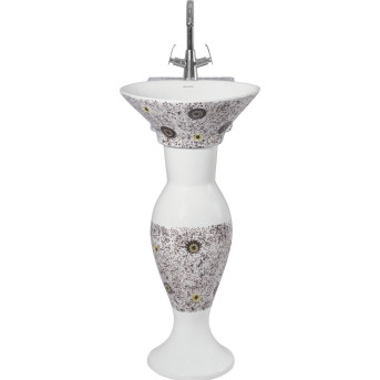 Belmonte Designer Pedestal Wash Basin Dolphin 21 Color - Brown & White