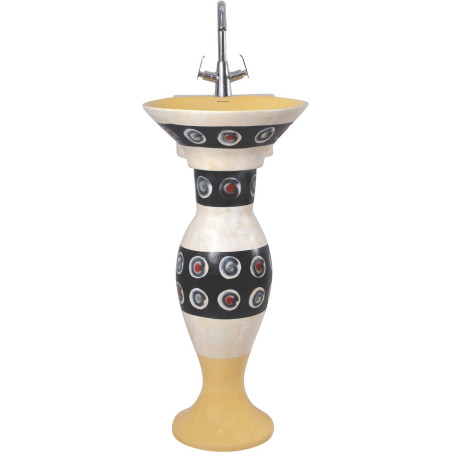 Belmonte Designer Pedestal Wash Basin Dolphin 32 Color - Black & Yellow