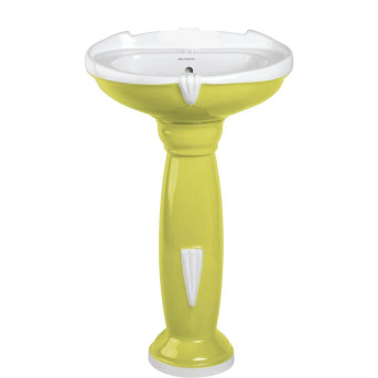 Belmonte Ceramic Double Color Mint Green & White Pedestal Wash Basin - Aishwarya