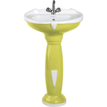 Belmonte Ceramic Double Color Mint Green & White Pedestal Wash Basin - Aishwarya