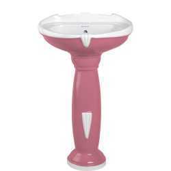 Belmonte Ceramic Double Color Magenta-Pink & White Pedestal Wash Basin - Aishwarya