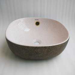 Buy Belmonte Ceramic Designer Table Top Wash Basin Multi Color Oliv...