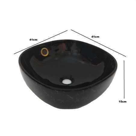 Belmonte Ceramic Designer Table Top Wash Basin Black Multi Color Olive-09