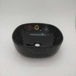 Buy Belmonte Ceramic Designer Table Top Wash Basin Black Multi Colo...
