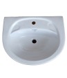 Belmonte Cera Set Pedestal Wash Basin - Wall Mount, White Ceramic, Glossy Finish, U Shape - 22x17x35 Inch