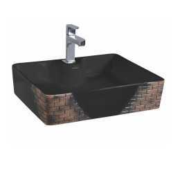 Buy Belmonte Ceramic Designer Table Top Wash Basin Fusion Bricks Bl...